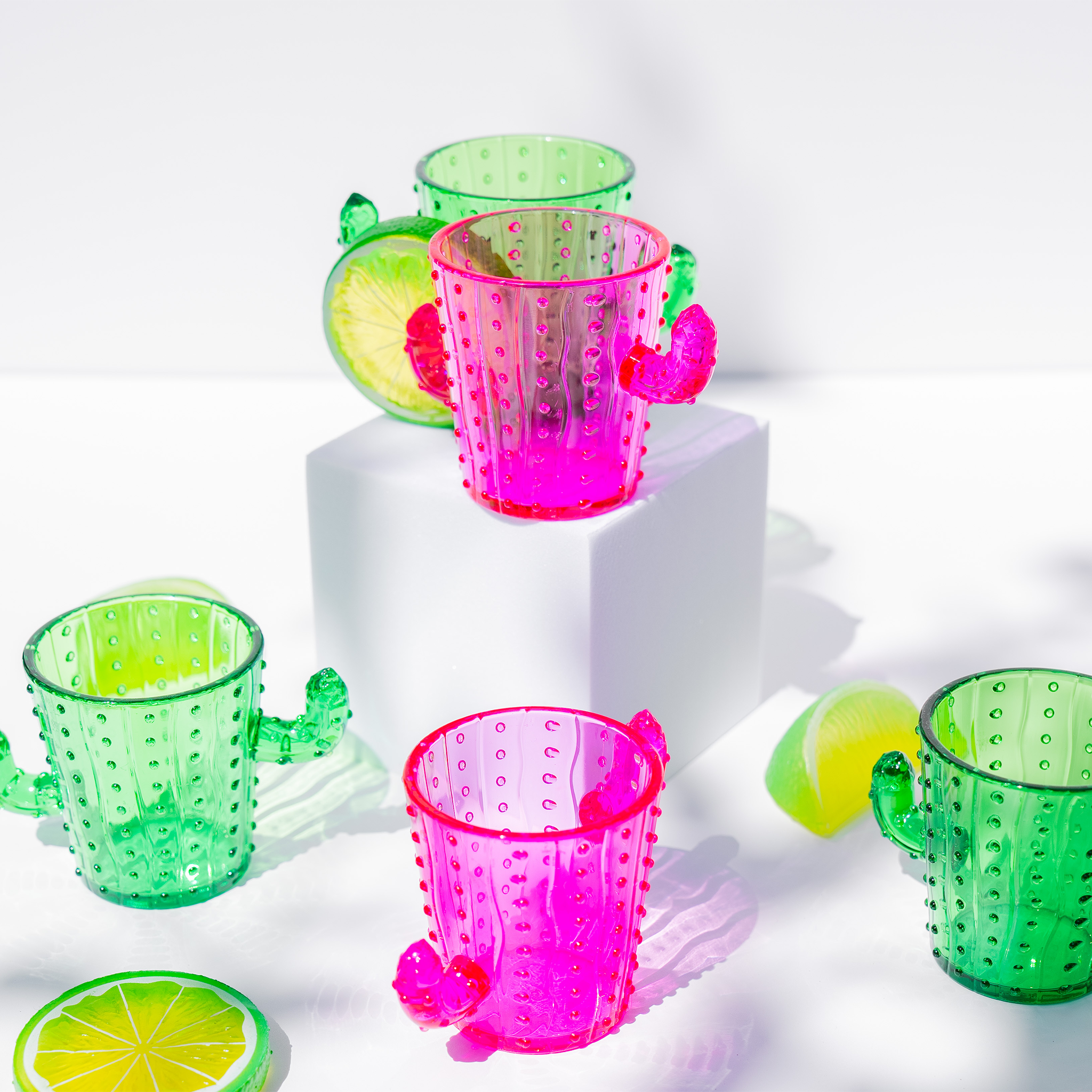 Margaritas & Matrimony, Cactus, Shot Glass, Final Fiesta, Cinco de Mayo, Celebration, Bachelorette, Birthday, Mexican, Plastic, Pink, Green, Party Favors
