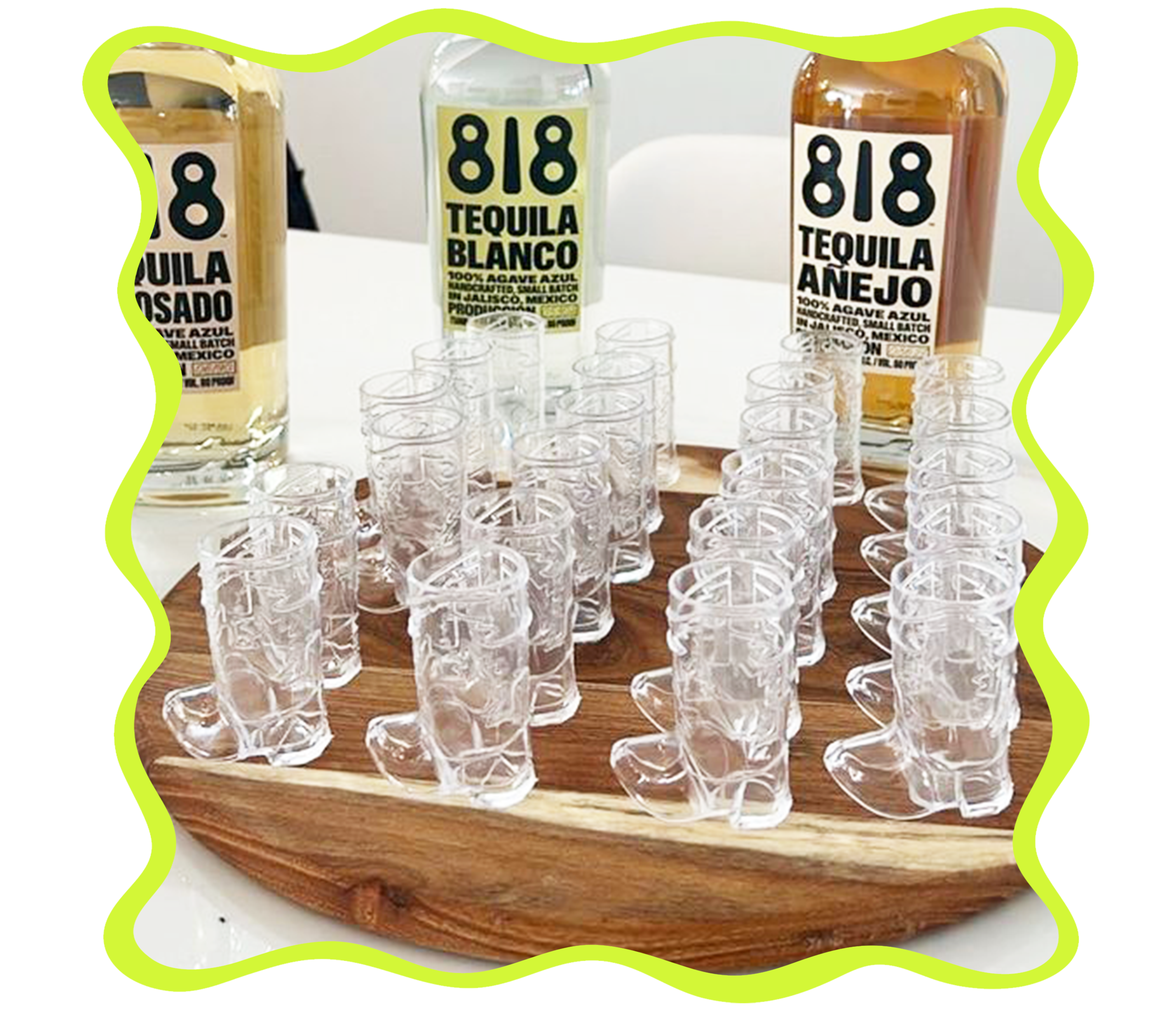 1oz reusable plastic boot shot glasses with mini cowgirl hats – Coastal Cowgirl, Last Rodeo & Disco Cowgirl bachelorette party favors.
