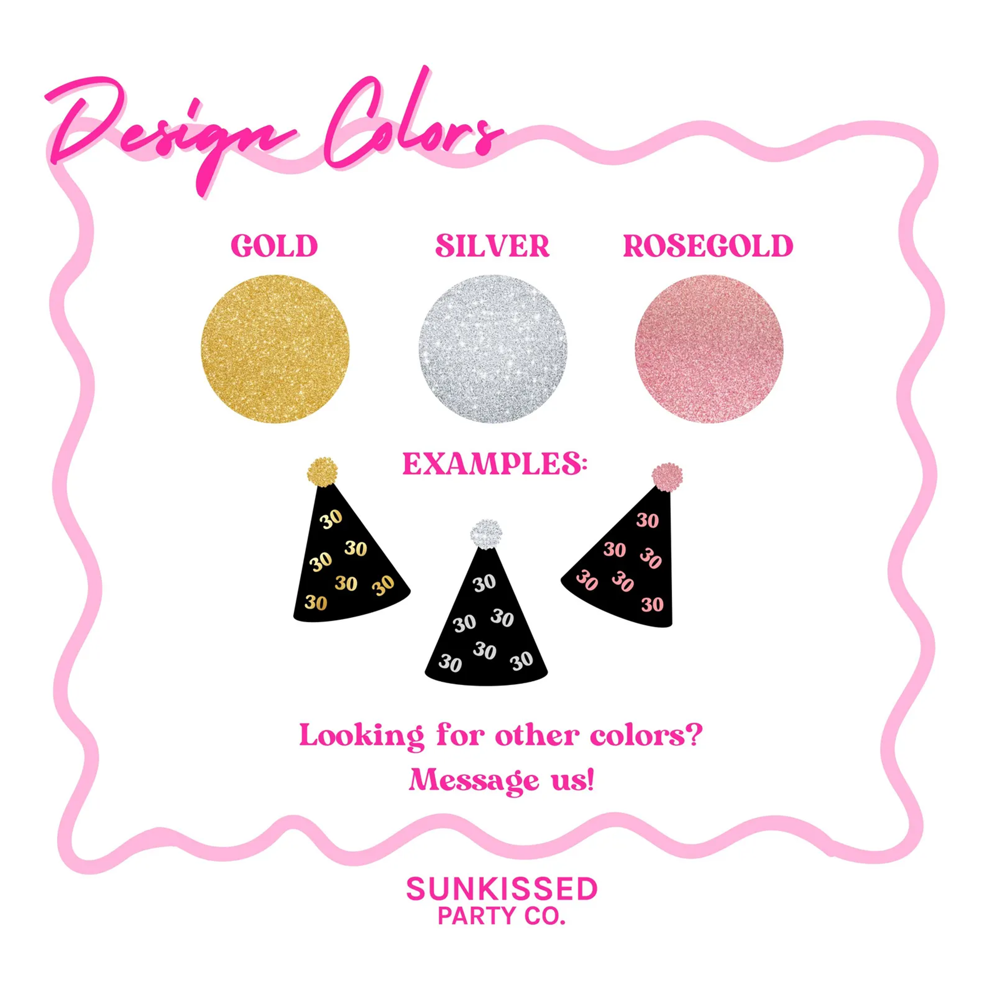 Personalized photo cupcake toppers with festive hat design—one of a kind cake decorations and dessert table accessories for photo-ready birthdays, anniversaries and kids parties.