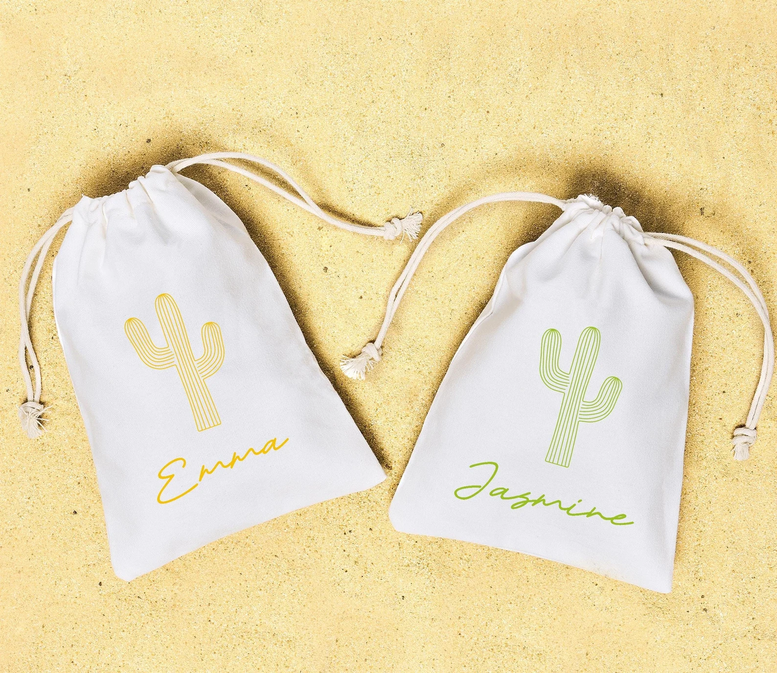 Custom cactus hangover kit. A premium drawstring bag with a personalized name design. Perfect for a birthday or bachelorette party in scottsdale. Themes can include: western, final fiesta, last rodeo, dessert inspired