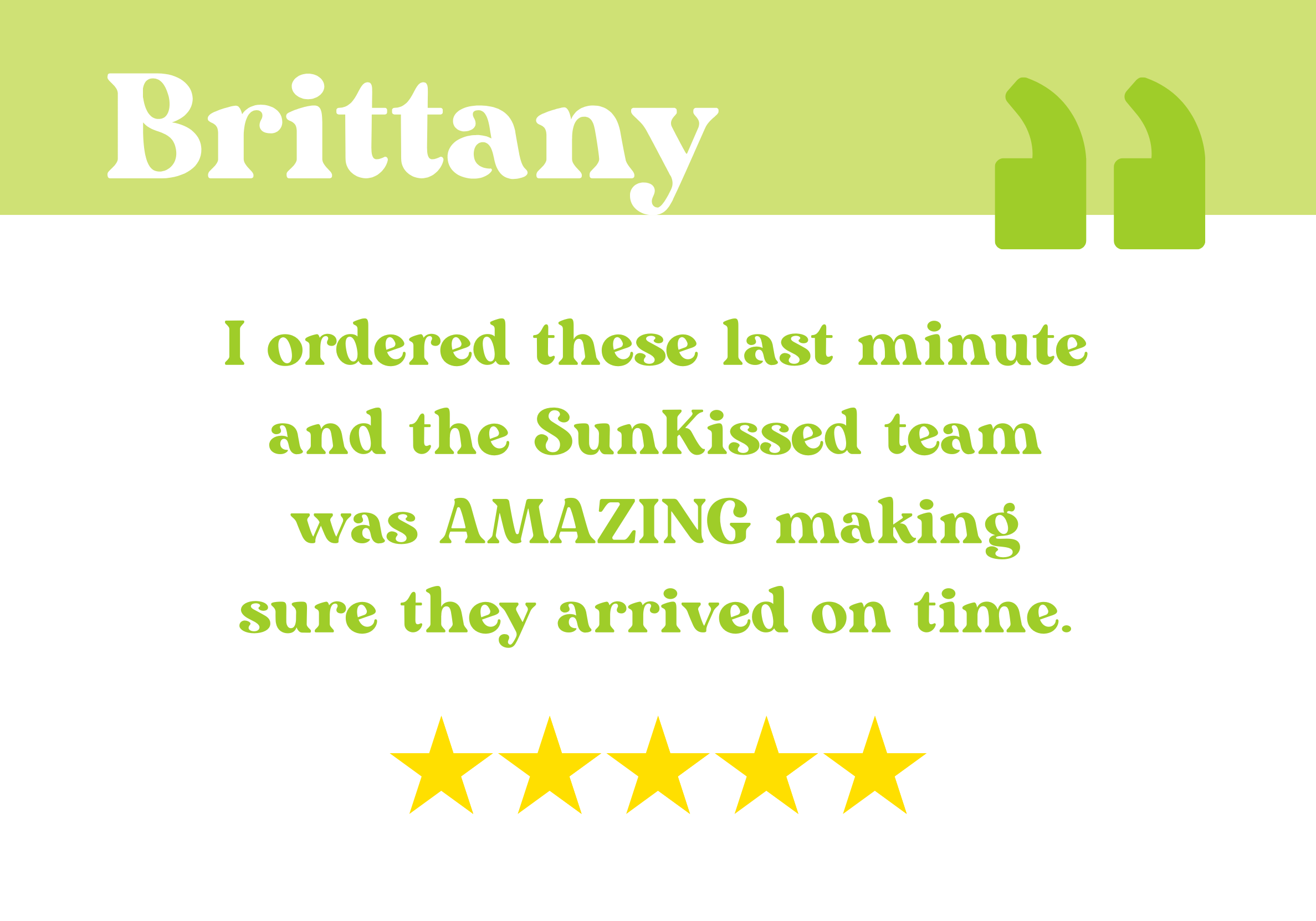 Customer review for Sunkissed Party Co.