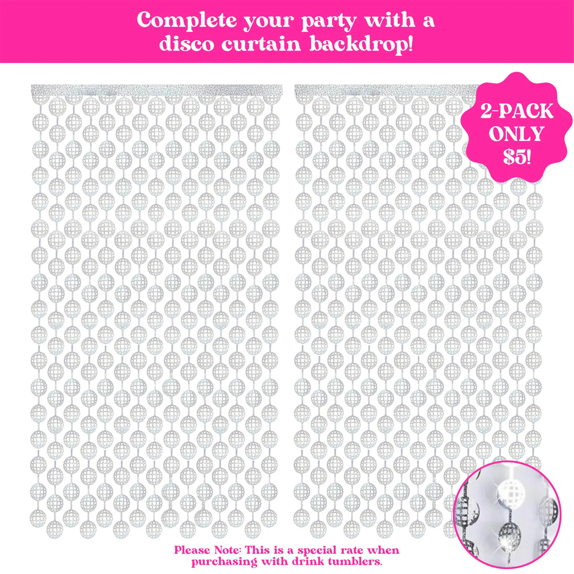 Iridescent foil disco curtain backdrop for New Year’s Eve, birthday celebrations, and disco cowgirl bachelorette parties