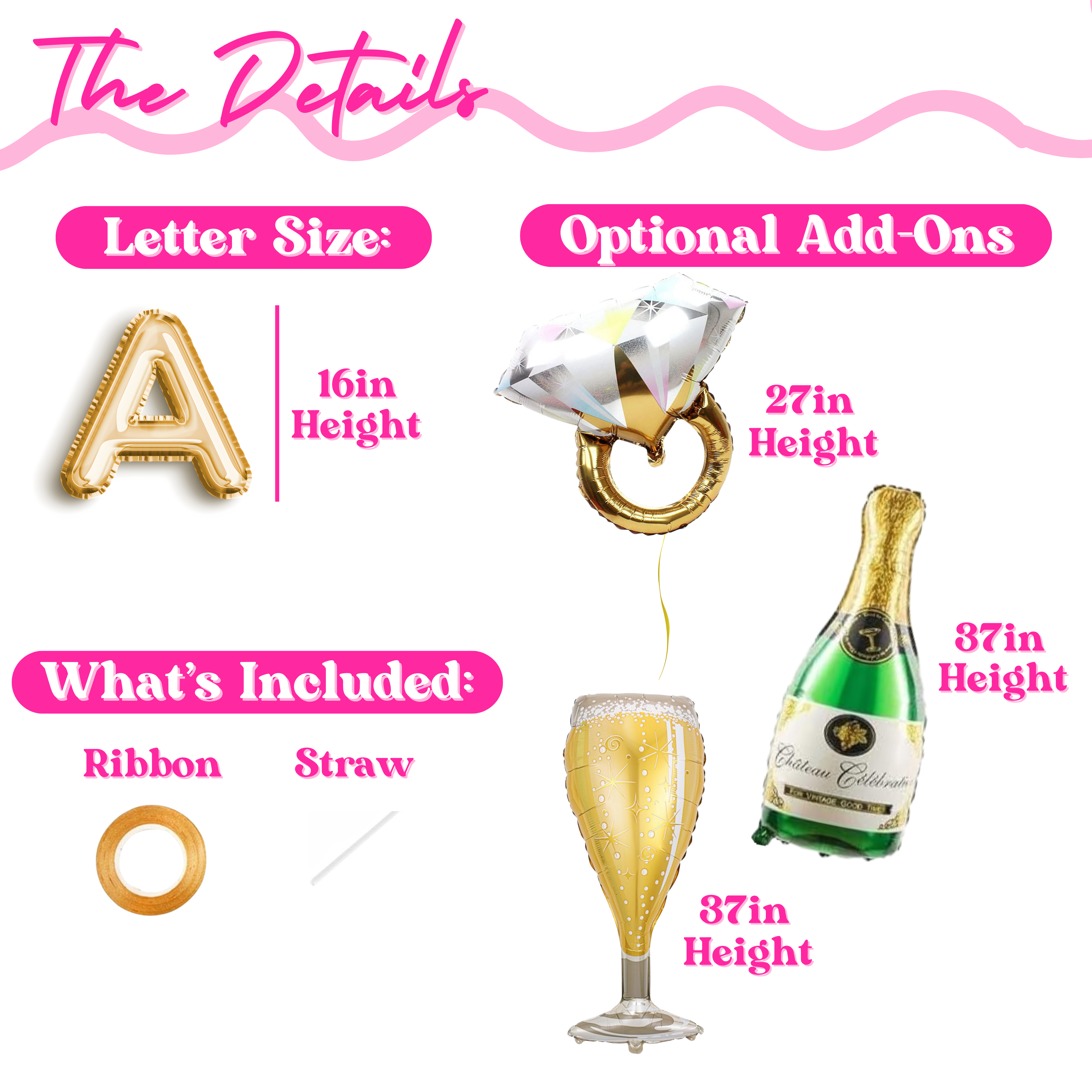 Engagement Party Balloons- Champagne Balloons- Engagement Ring Balloon- Gold Chic Party Decor - Dazed and Engaged themed celebration