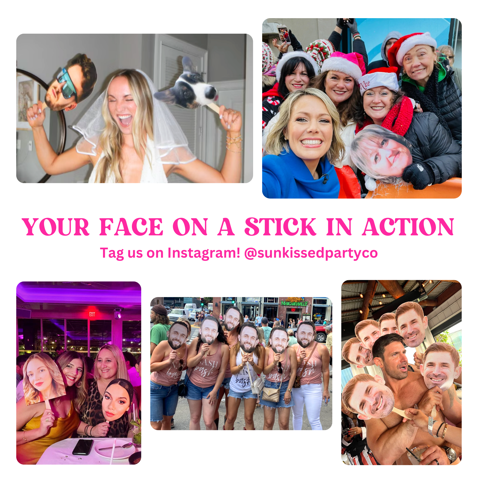 Face on a Stick Big Head Cutouts Face Fan Photo Collage from parties