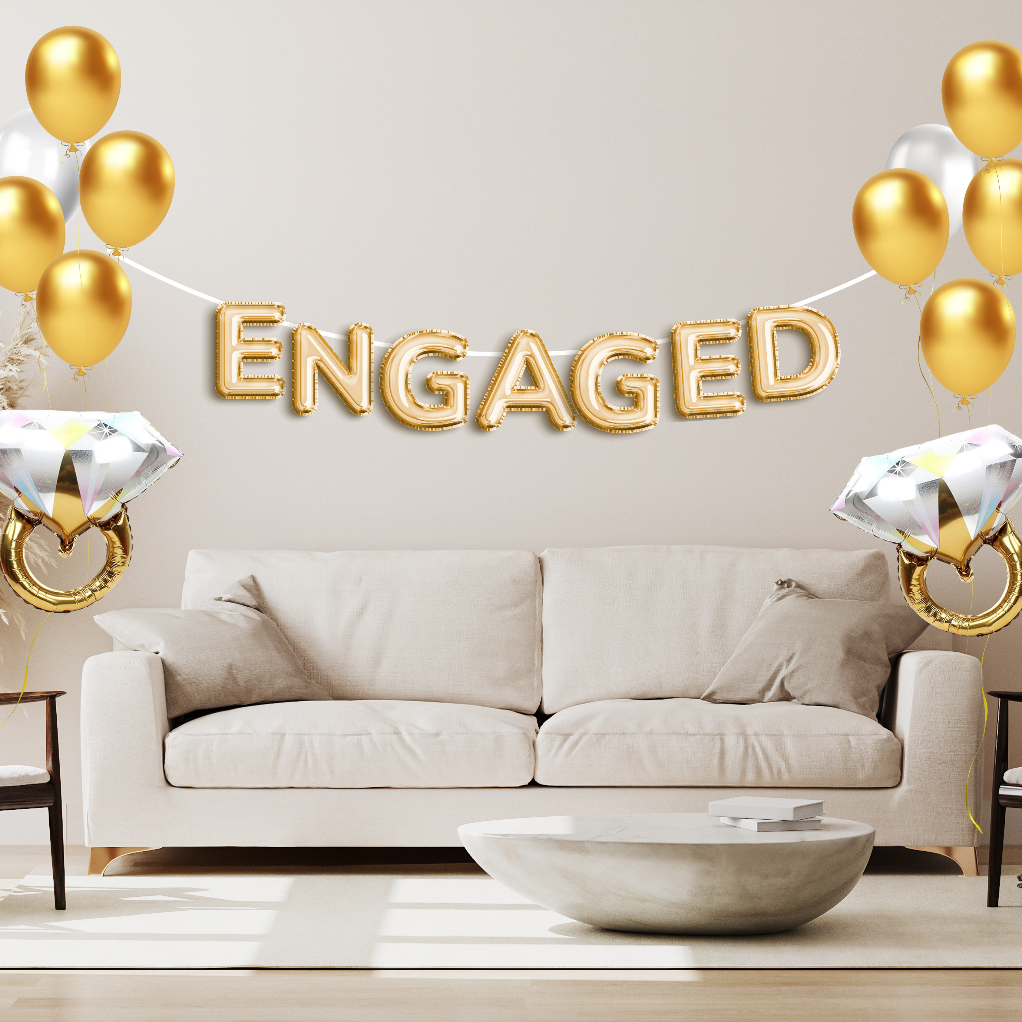 Engagement Party Garland - Gold Party Decor - Dazed and Engaged themed celebration