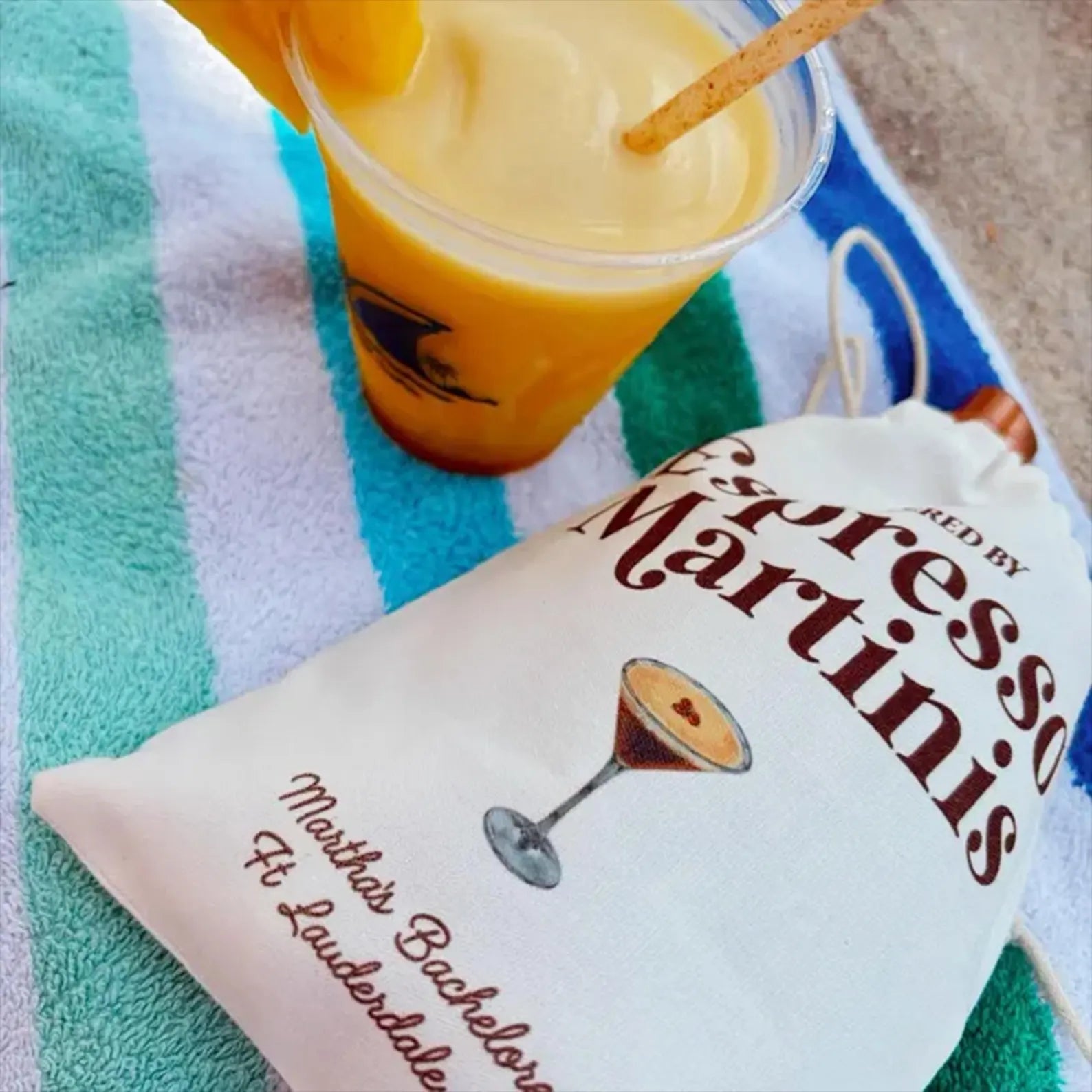 Customer review photo of a personalized espresso martini hangover kit used as a bachelorette party favor.