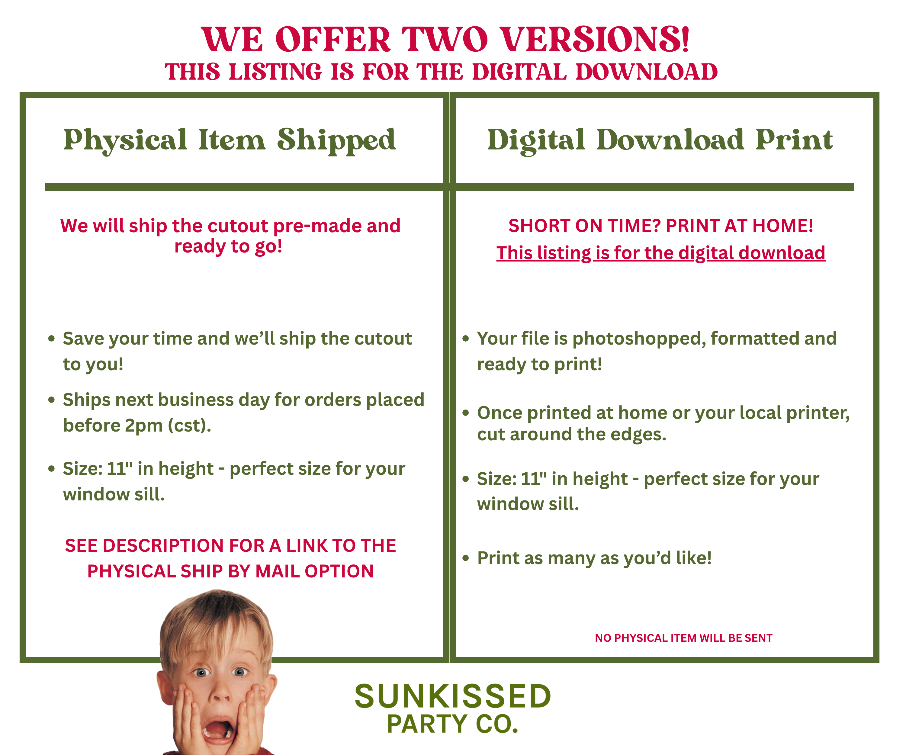 Funny Kevin McCallister window face cutout featuring Macaulay Culkin’s iconic Home Alone scream — big head Christmas wall decor for holiday parties and festive home decorations.