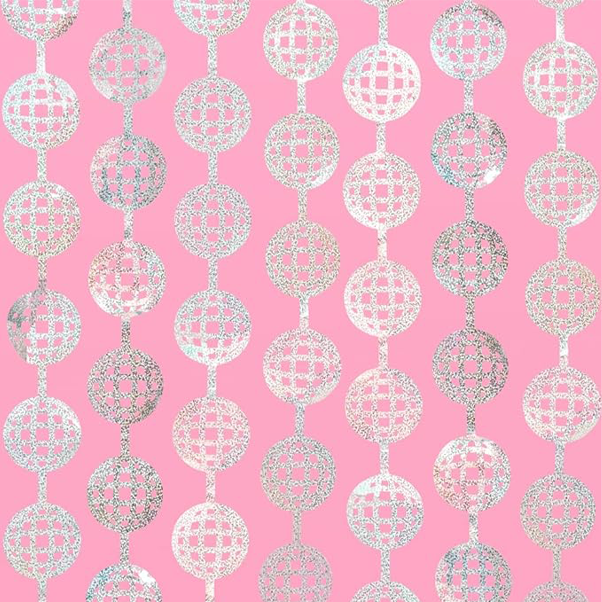 A set of 2 irridescent disco ball curtains with a glittery pattern, designed for bachelorette, birthday or new years eve \party backdrops.
