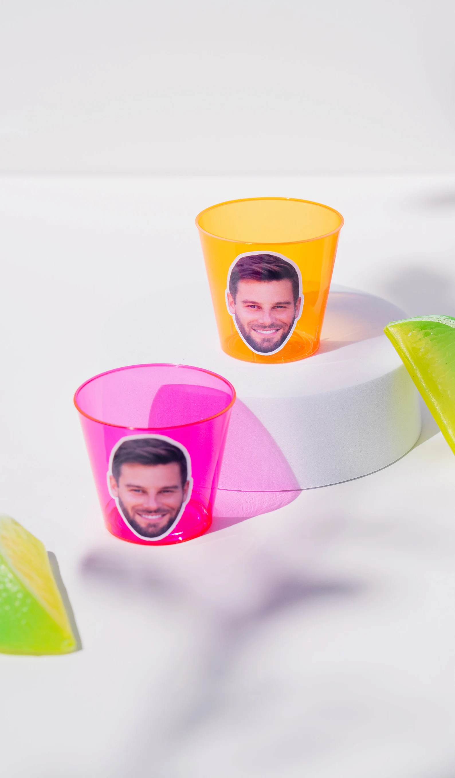 Custom Face Shot Glasses Bachelorette Party Pet Mom Getting Married Cups Favors Drink Dog Cat Plastic Engagement Face on Stick Confetti Decorations