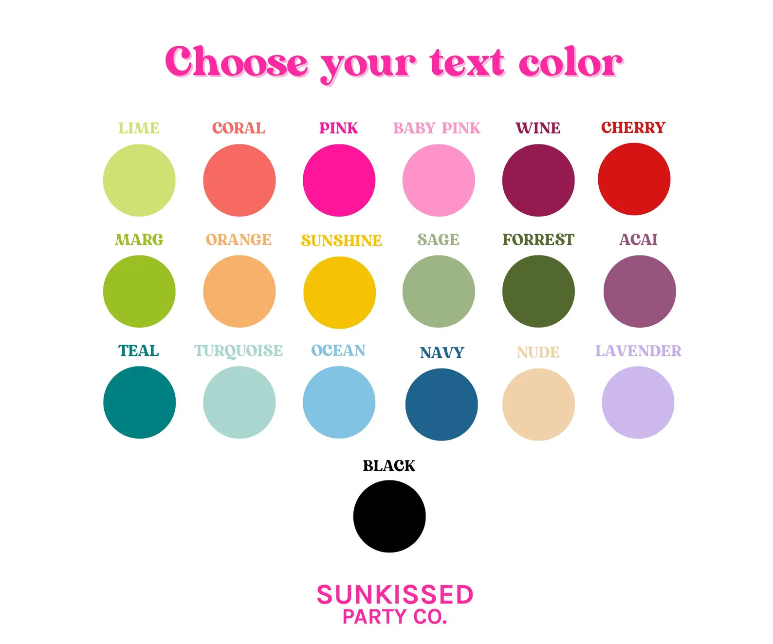 Personalized color chart customizations for plastic party drinkware - birthday celebrations bachelorette parties, tailgate cups