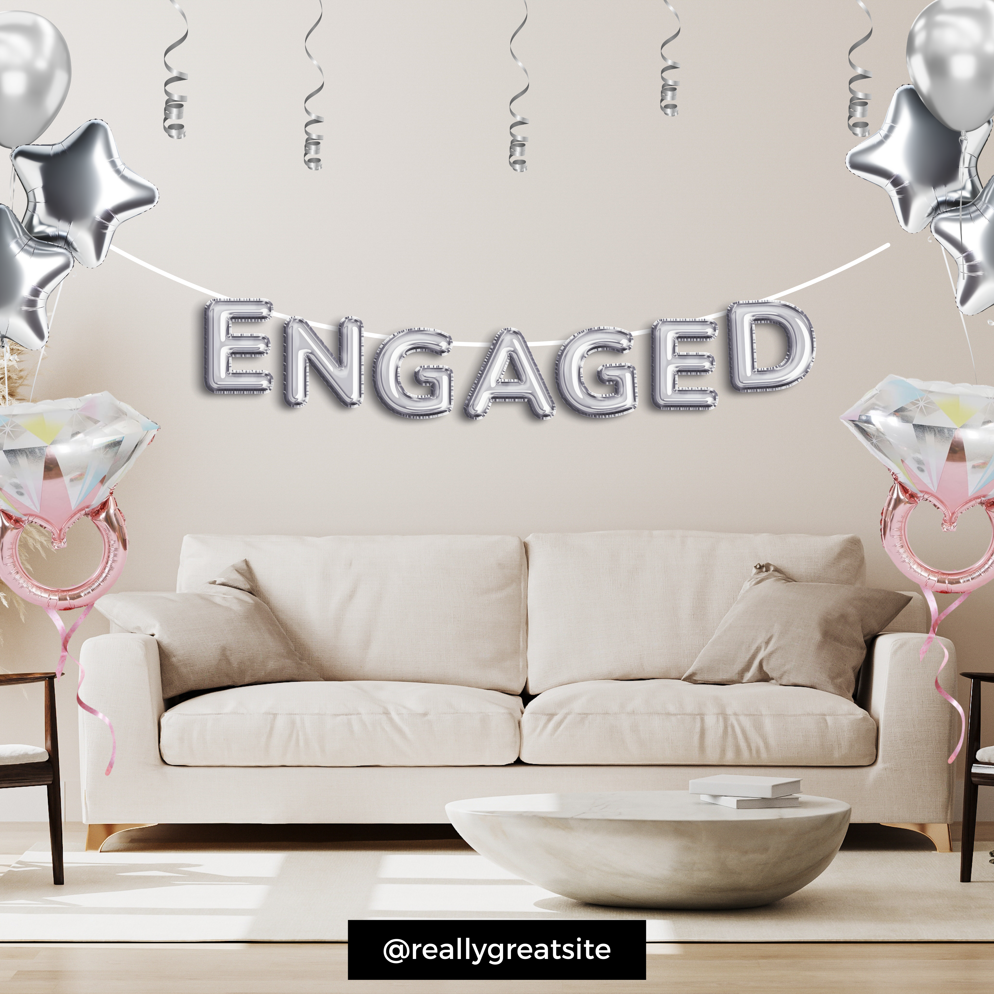 Engagement Party Garland - Silver Party
 Decor - Just Married- Dazed and Engaged themed celebration