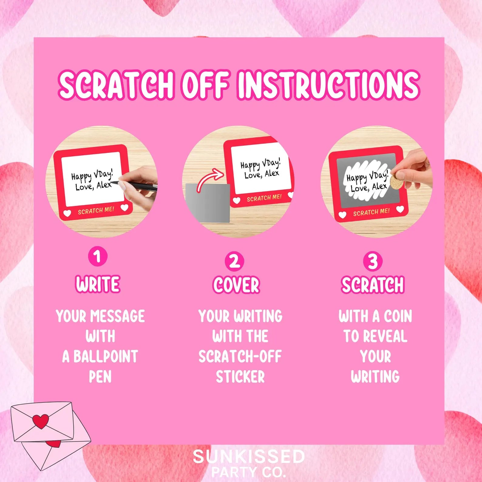 Custom kids scratch off Valentine card with Etch A Sketch style design, non-candy classroom Valentine gift.